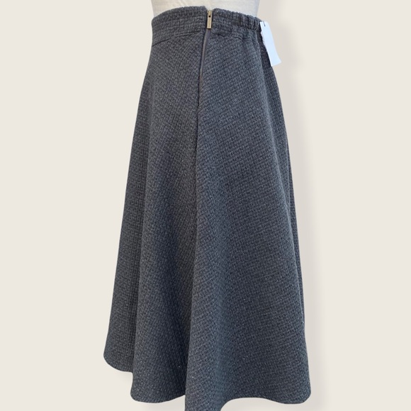 NWT Oak + Fort Women’s A-Line Dark Gray Waffle Knit Midi Skirt XS - Picture 8 of 15